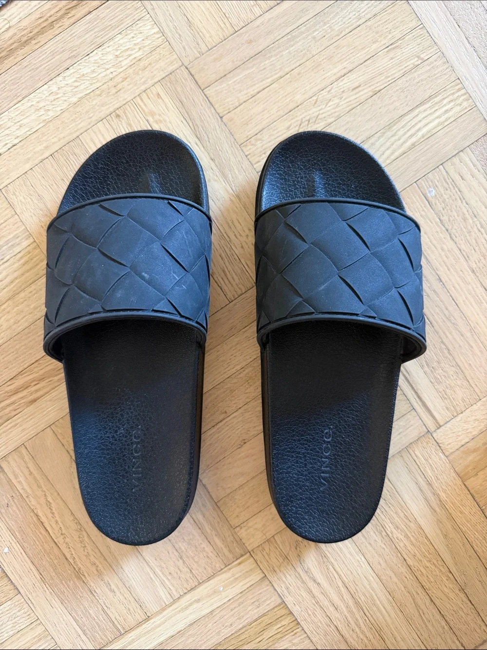Vince Black Braided Slide Sandals - Women